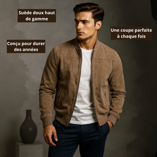 Veste bomber en cuir suede homme