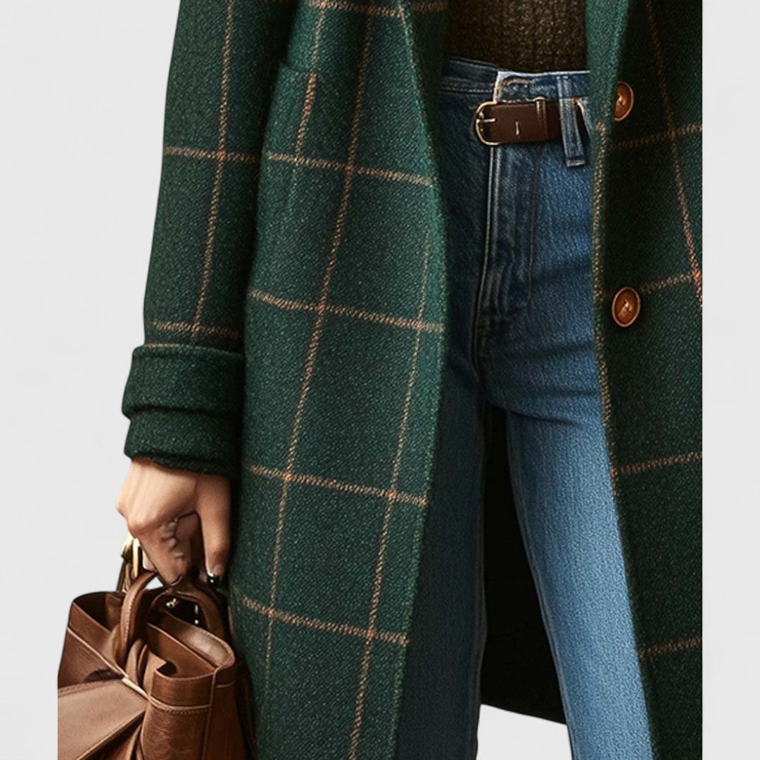 Noëlle | Manteau à carreaux à coupe droite pour femmes