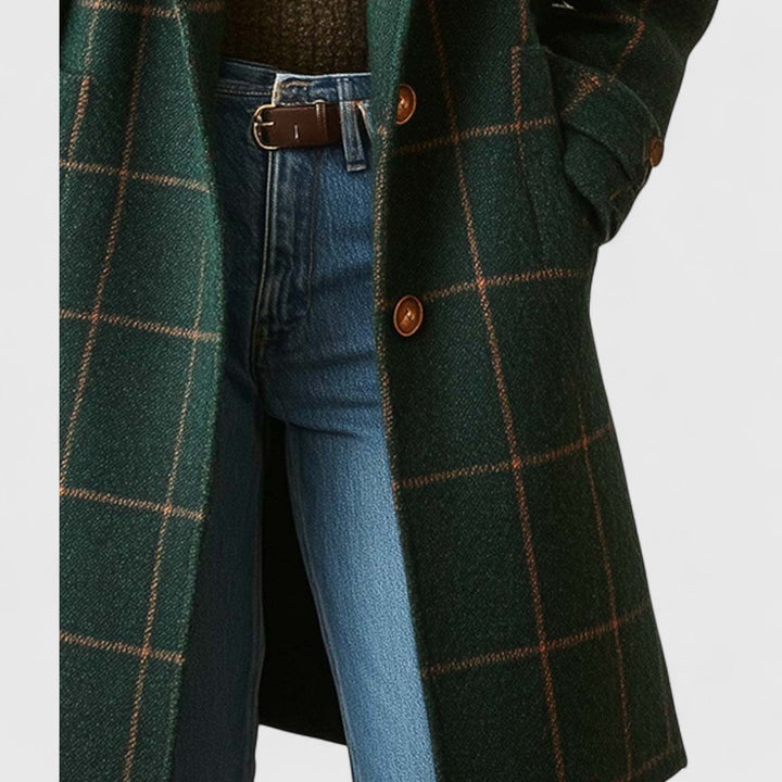 Noëlle | Manteau à carreaux à coupe droite pour femmes