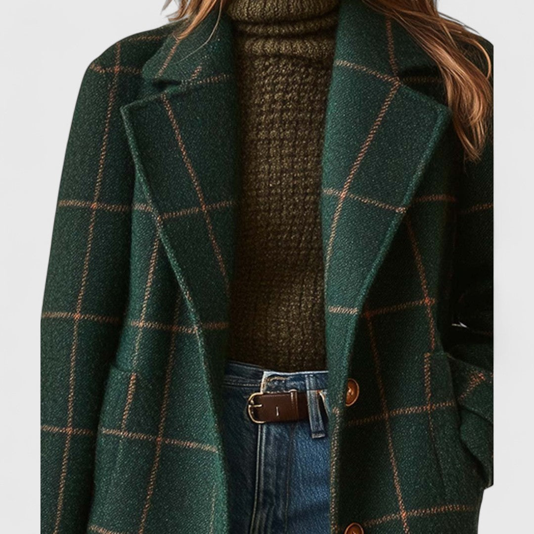 Noëlle | Manteau à carreaux à coupe droite pour femmes