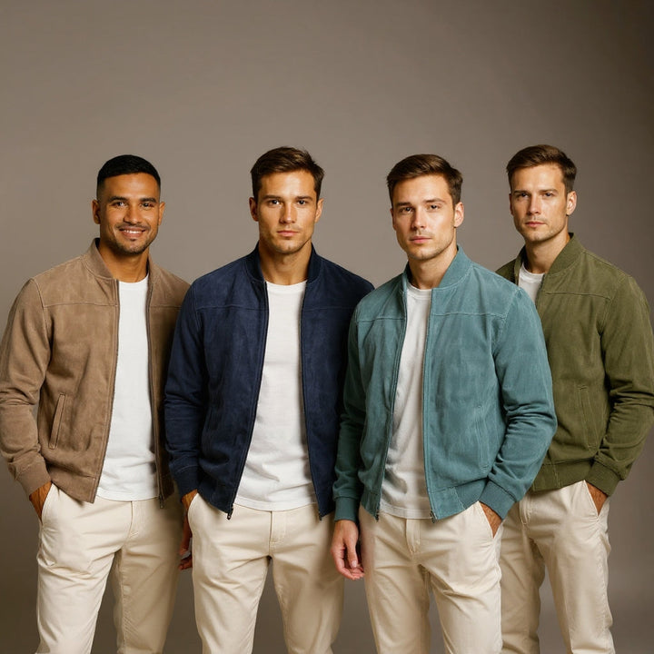 Veste bomber en cuir suede homme