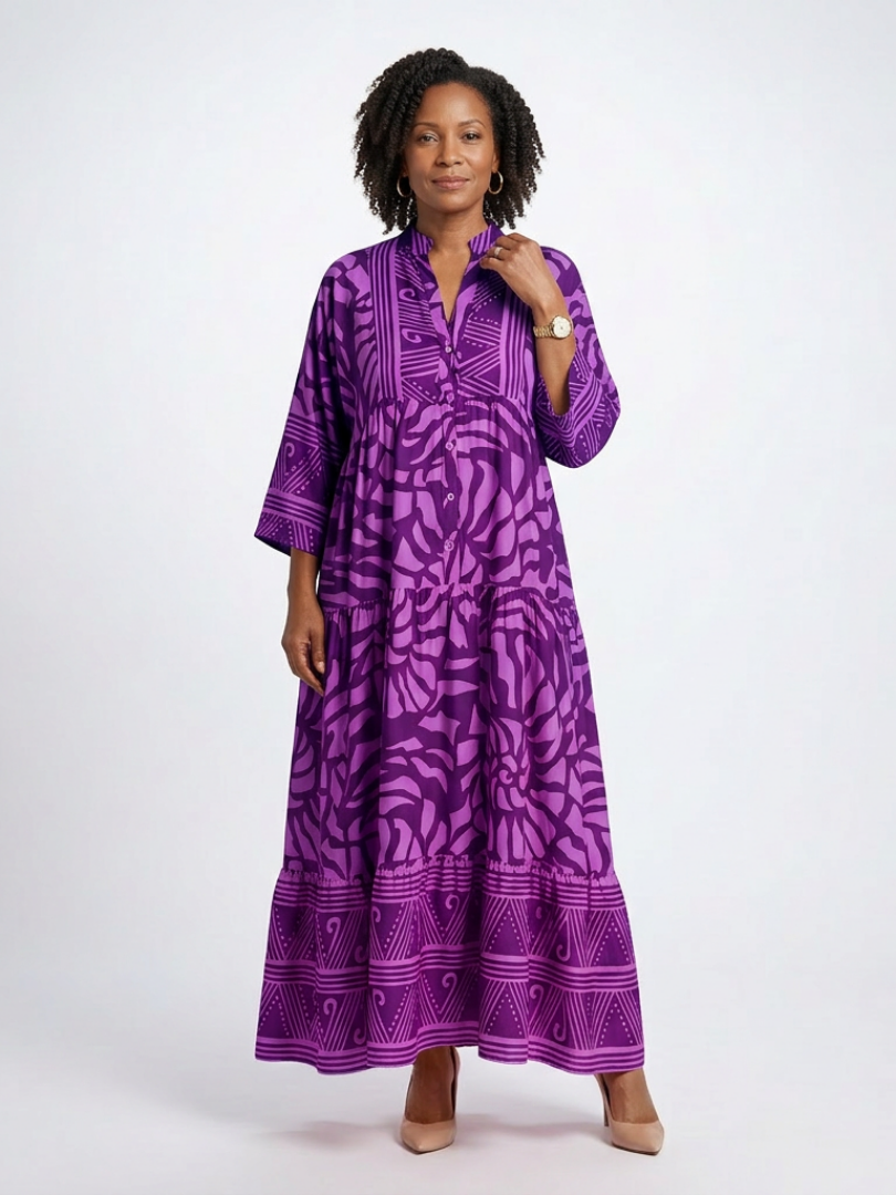 Agathe | Robe midi à boutons Marielle