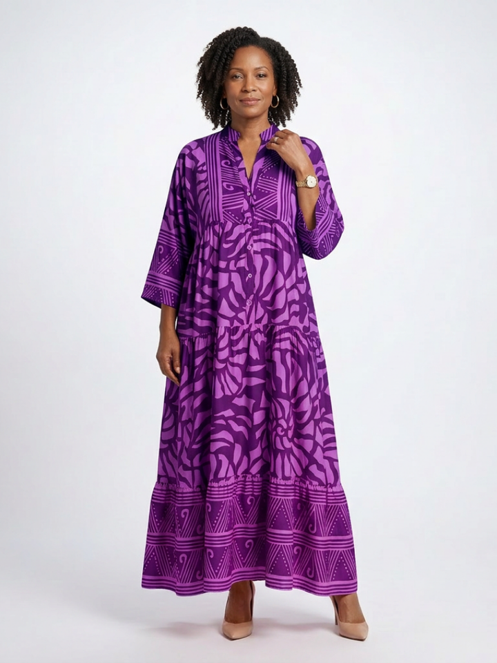 Agathe | Robe midi à boutons Marielle
